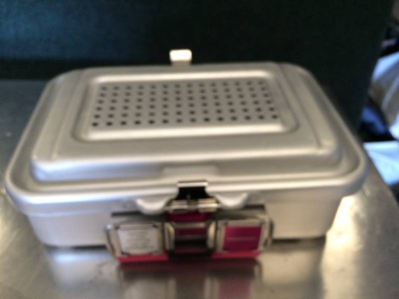 lot 12 image: Wow Retails New $800 V. MUELLER GENESIS CD2-5ST Mid-Length Sterilization Container Sterrad System Compatible Plasma Pink Gaskets - Like New Condition