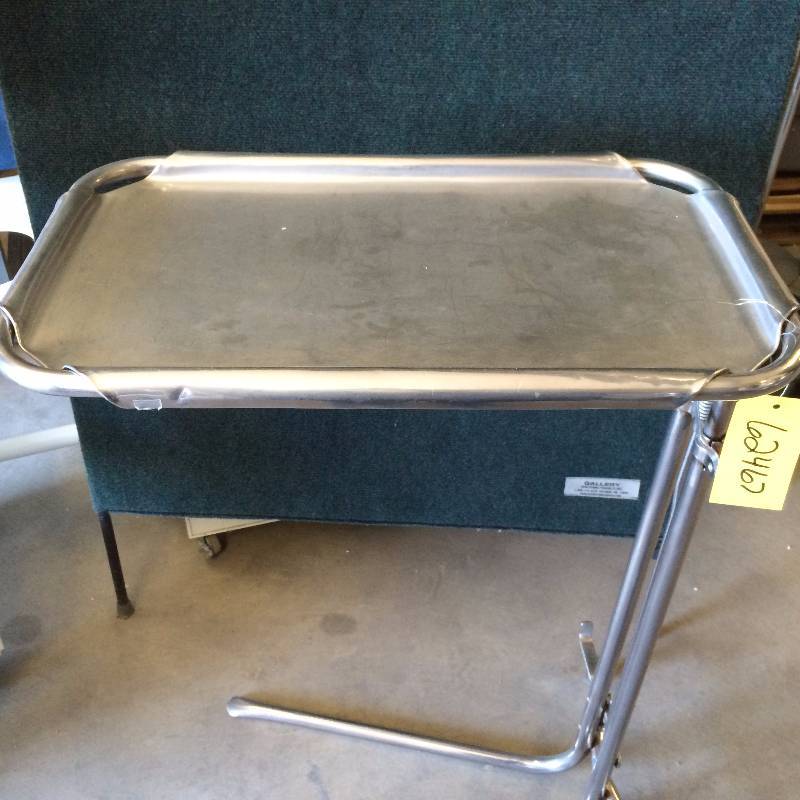 lot 34 image: Medical Mayo Surgical Instrument Stand Tray Stainless Convenient Foot Lever To Raise & Lower Plus Tray Is Removable - Very Expensive Even When Purchased Used - Nice Condition