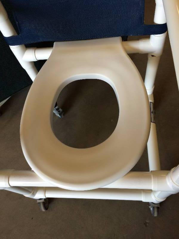 lot 35 image: Innovative Products Unlimited Mobile Deluxe Shower Commode Chair With Locking Wheel Brakes - Super Condition