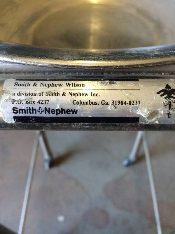 lot 51 image: Smith & Nephew Wilson Surgical Medical Stainless Steel Single Bowl Solution Mobile Stand