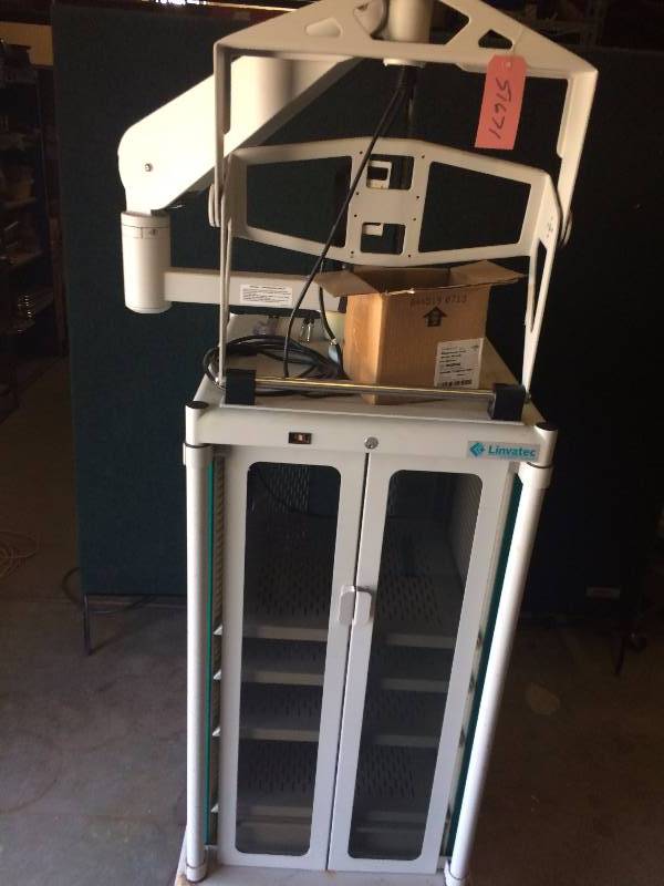 lot 74 image: Wow Retails Used $2000 CONMED Linvatec Enclosed Mobile Video Endoscopy Cart Tower Glass Doors On Front & Metal Doors On Back  Multiple Shelves MANY USES - Built To Last A Lifetime