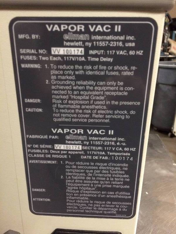 lot 80 image: Wow Recently Sold Used $850 Ellman Vapor Vac II Smoke Evacuator with Pneumatic Footswitch - Excellent Condition