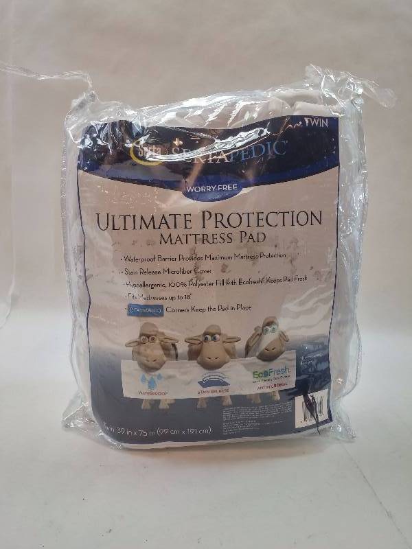 lot 872 image: Serta Sertapedic Ultimate Protection Twin Mattress Pad UNUSED