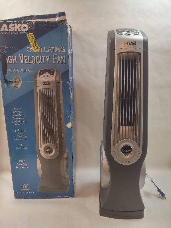 lot 879 image: Lasko U35100 Oscillating High Velocity Tower Fan UNUSED