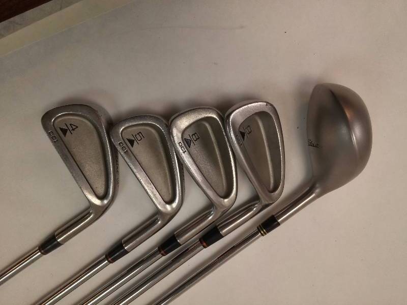 lot 645 image: Lot of 5 Titleist Clubs 4, 5, 8, 9 Irons and PT 13 Pro-Trqjectory Metals 3 Wood Graphite Right Hand GOOD CONDITION