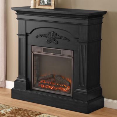 lot 888 image: McLeland Design Media Fireplace Mantel - Black