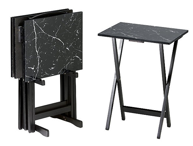 lot 889 image: Linon Home Decor Black Marble Tray Set - Black