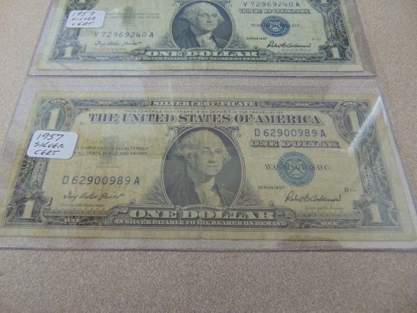 lot 102 image: (2) Silver Series Dollar Bills