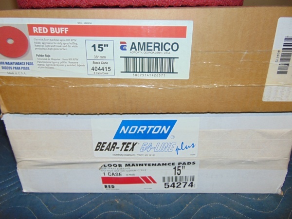 lot 115 image: (3) Boxes of 15 Red Floor Scrubber Pads