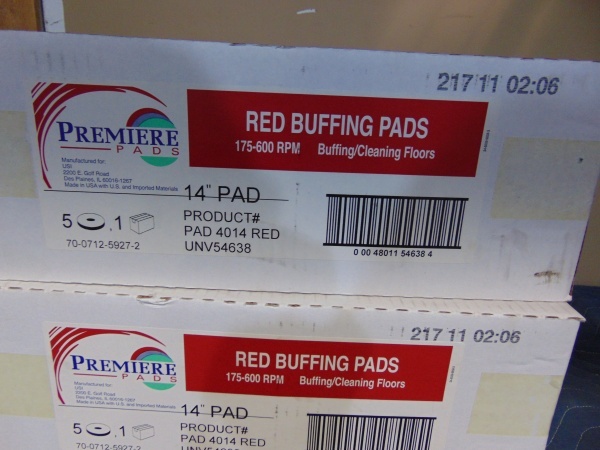 lot 117 image: (2) Boxes of 15 Red Floor Scrubber Pads