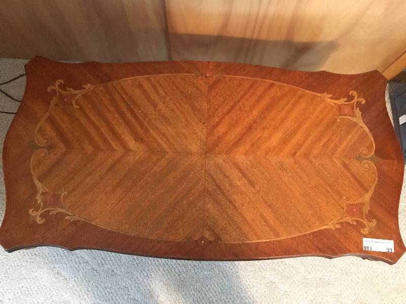 lot 33 image: Antique Wood Inlay Coffee Table