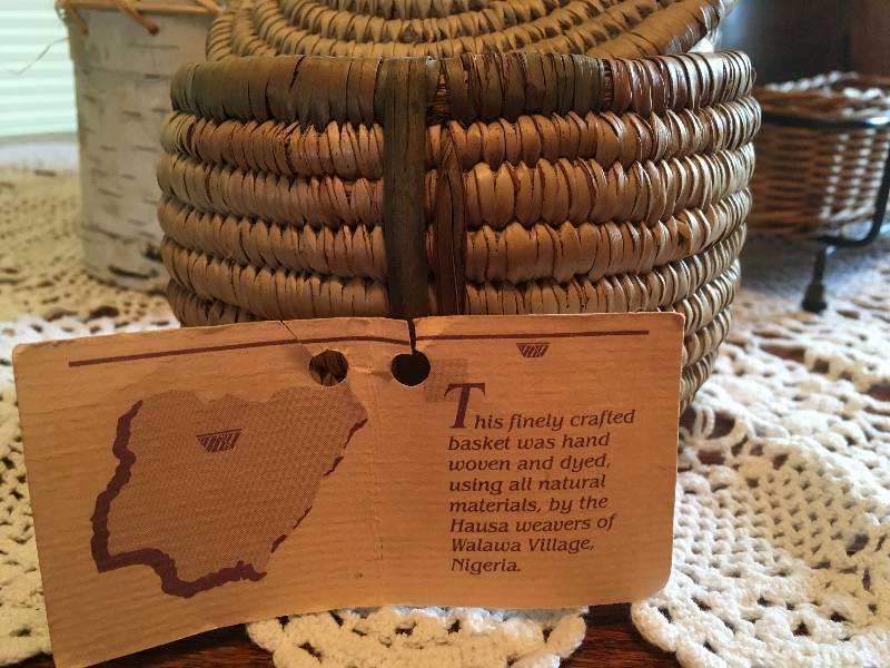 lot 78 image: Birch Bark Basket & (3) Wicker Baskets