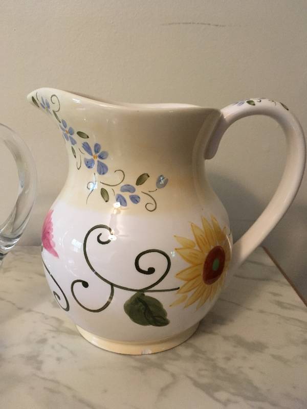 lot 83 image: (2) Water Pitchers, (1) Teapot, & (1) Teacup with Saucer