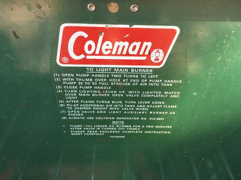 lot 232 image: Coleman Camping Grill with Wood Table