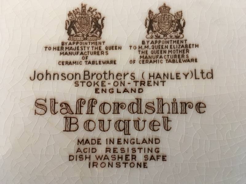 lot 3 image: Staffordshire Bouquet, Johnson Brothers Ironstone Lot, Made In England
