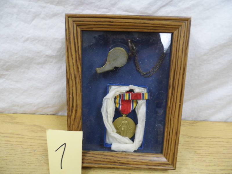 lot 7 image: WWI Medal & Whistle