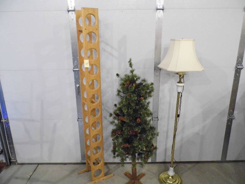 lot 125 image: Lamp - Wine Rack - Tree