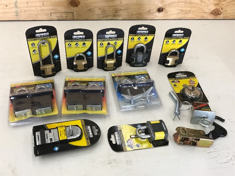 Box Of Assorted New Padlocks, Stake...