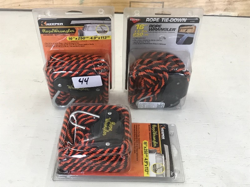 (3) New Rope-Wrangler 16ftx250# Tie...