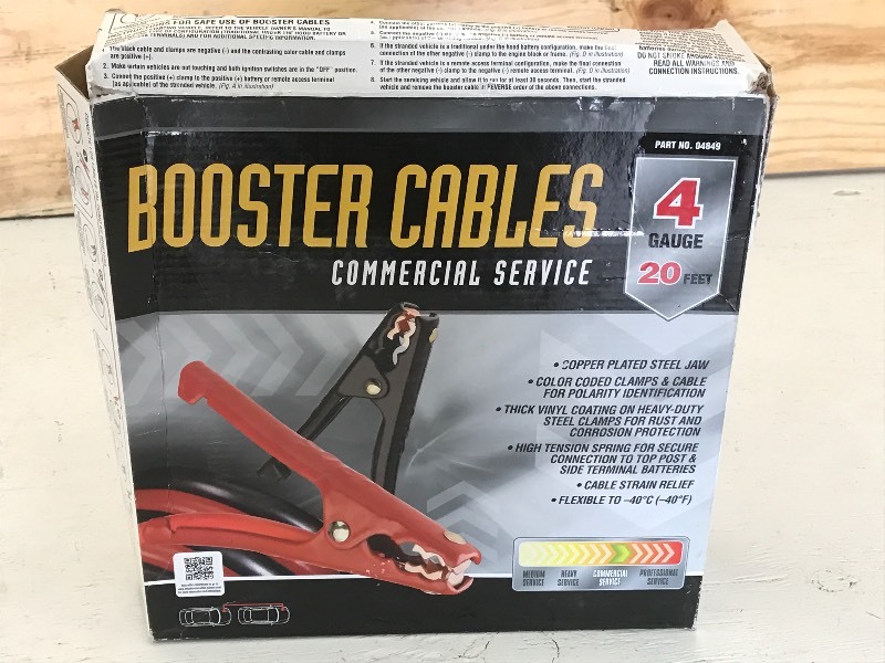 New 4-Gauge 20ft Booster Cable Set ...