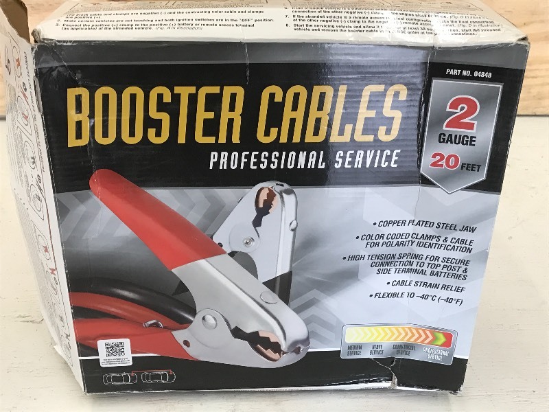 New 2-Gauge 20ft Booster Cable Set ...