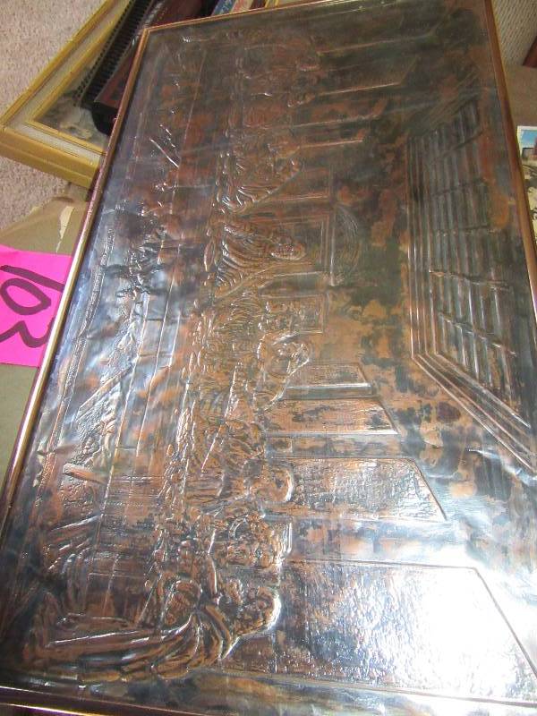 lot 103 image: Copper, Last Supper picture.. 18 in x 12 in
