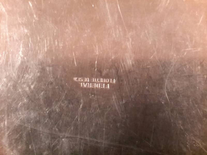 lot 121 image: Pounded Aluminum Serving platter, Dish and 3 nice serving untensils