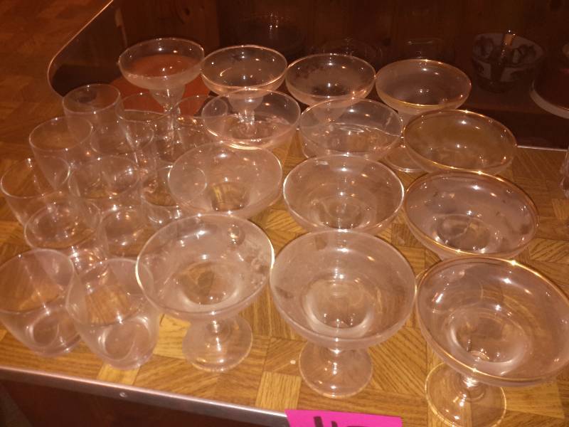 lot 112 image: Misc. Sherbets and other glassware as pictured.. Bring your own packaging