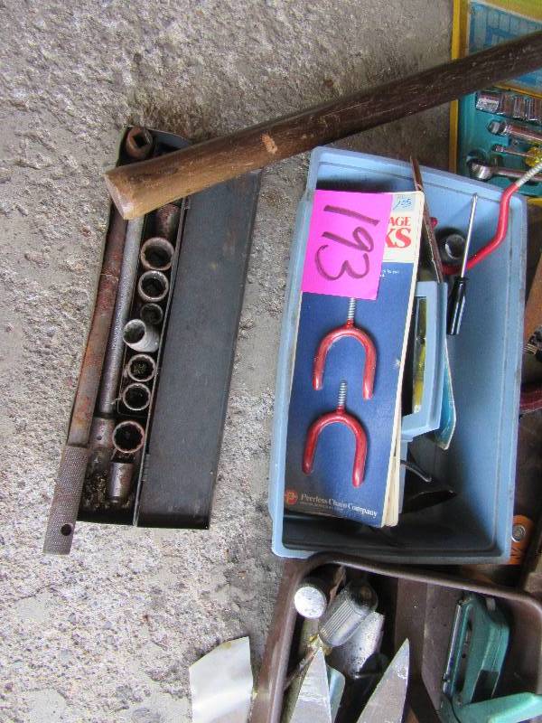 lot 193 image: Misc. Tools from the garage as shown.  See closeups.. Take em all.