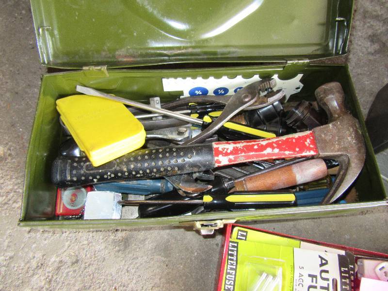 lot 196 image: 2 nice old tools boxes and all the tools in them.