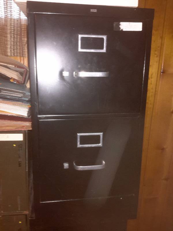 lot 162 image: 2 letter size file cabinets. 1, 2 drawer.  1, 3 drawer.