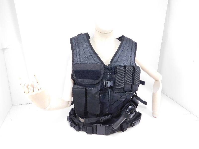 lot 6 image: Tactical Vest wReplica S&W Spring-Powered Airsoft Pistol