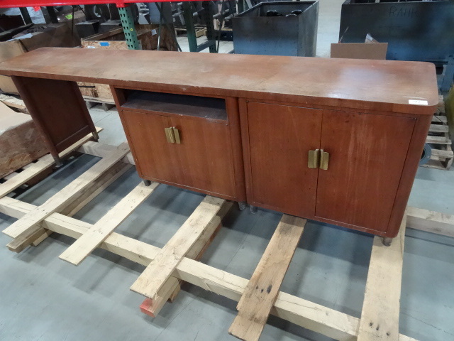 Vintage wood credenza  desk. 4 doo...
