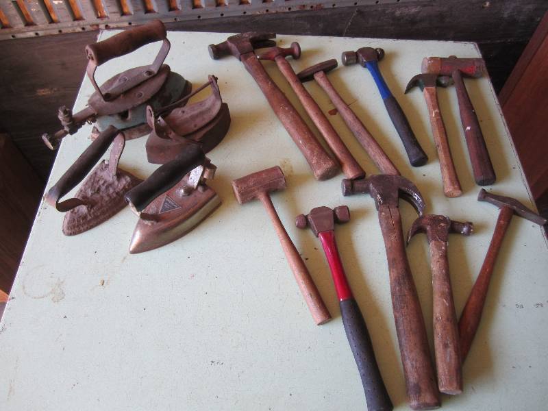 lot 19 image: Lot of vintage tools and irons...