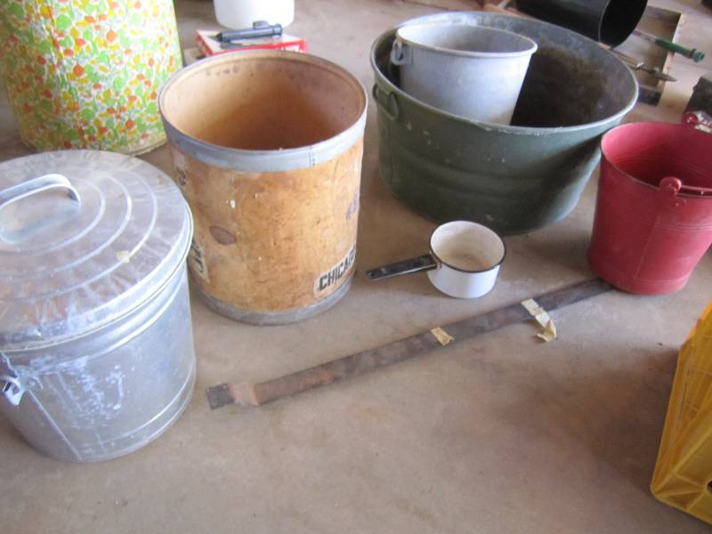 lot 65 image: Lot of metal buckets and containers...