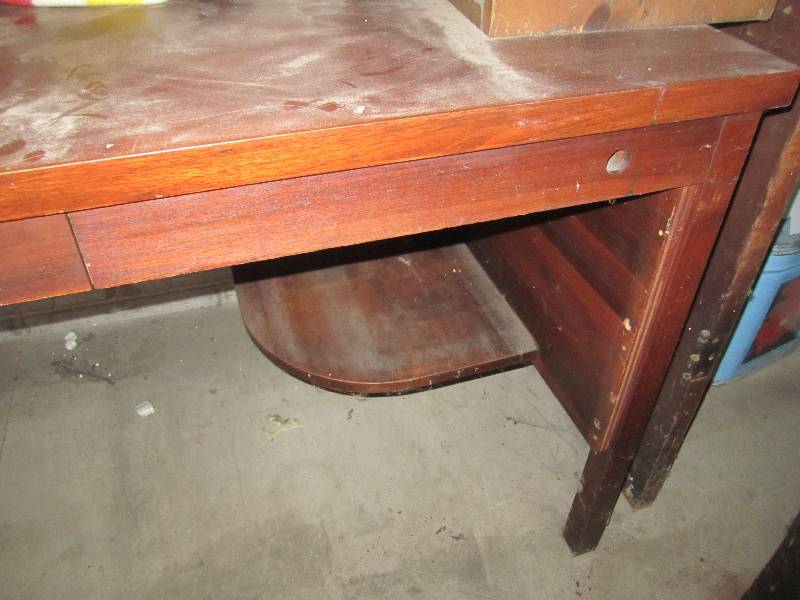 lot 85 image: Antique wood desk, 60 x 30 top...