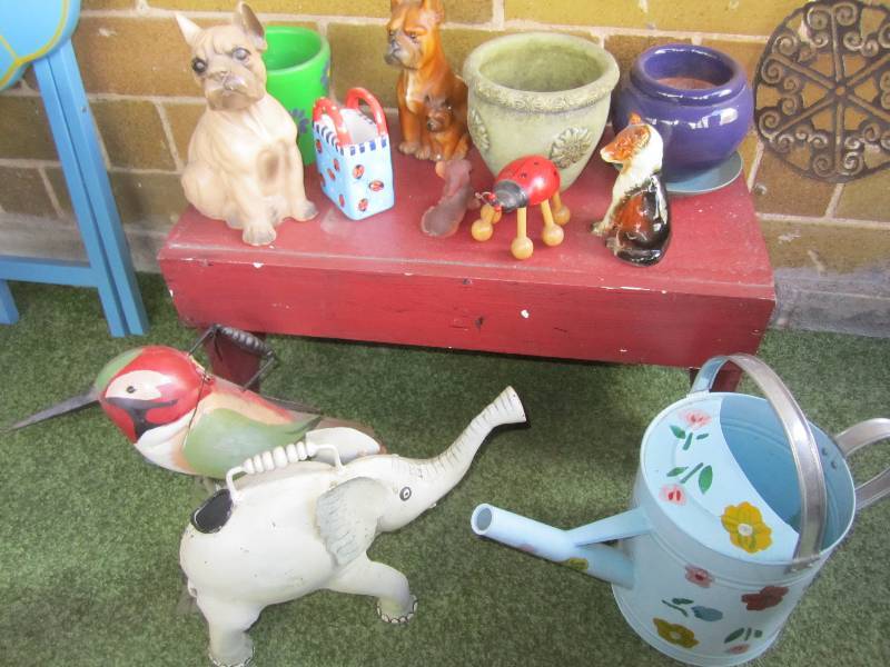 lot 159 image: Bench with decorative items...