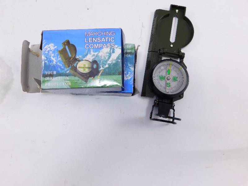 lot 35 image: Military-Style Lensatic Compasses, 2 Pack