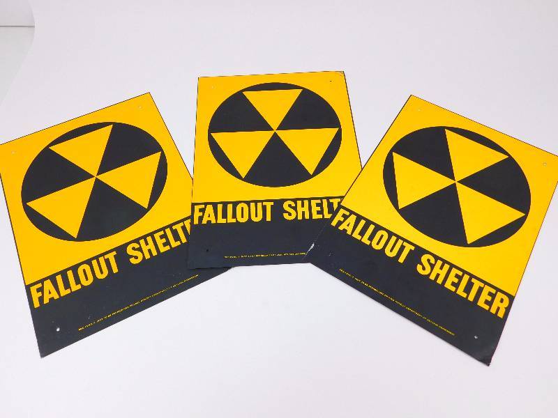 lot 73 image: 3 Metal Fall Out Signs