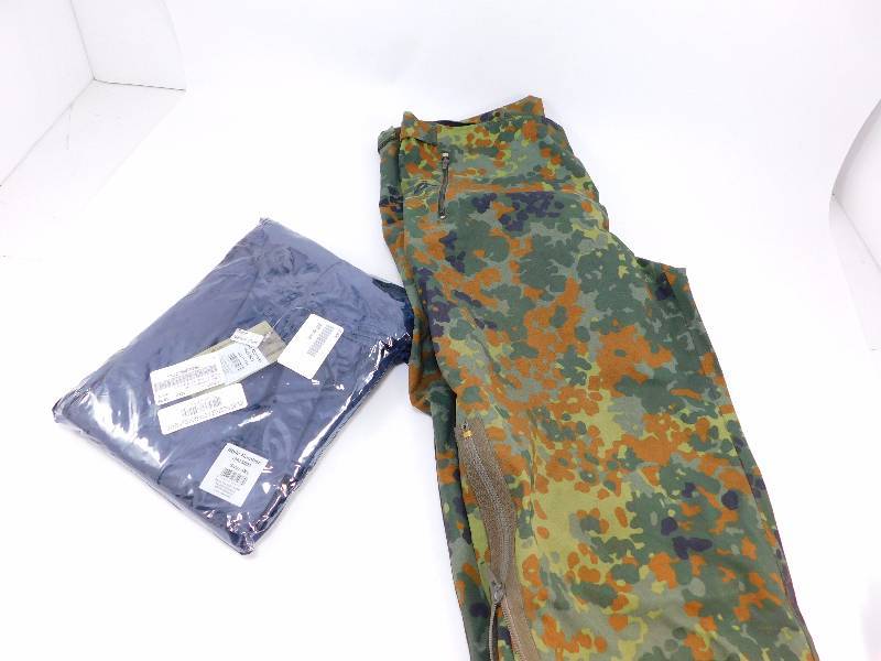 lot 87 image: Mil-Tec Military Style Wet Weather Suit, German Military Surplus Flecktarn Camo Field Pants with GORE-TEX