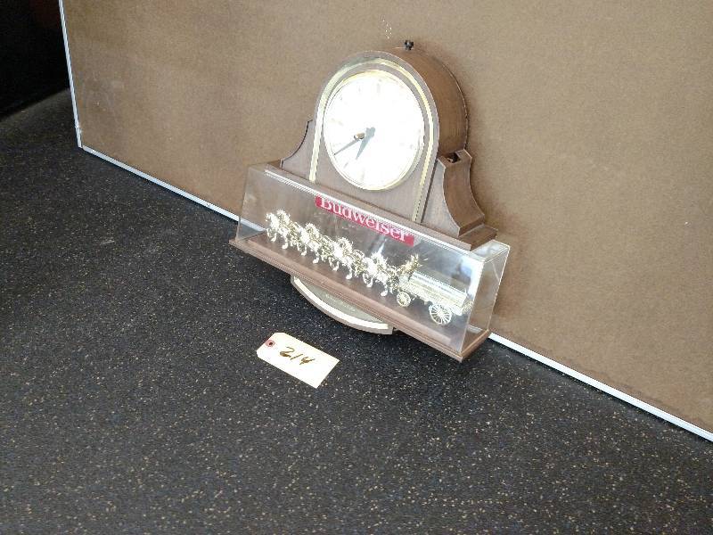 lot 214 image: Budweiser Clock, Needs Repair...