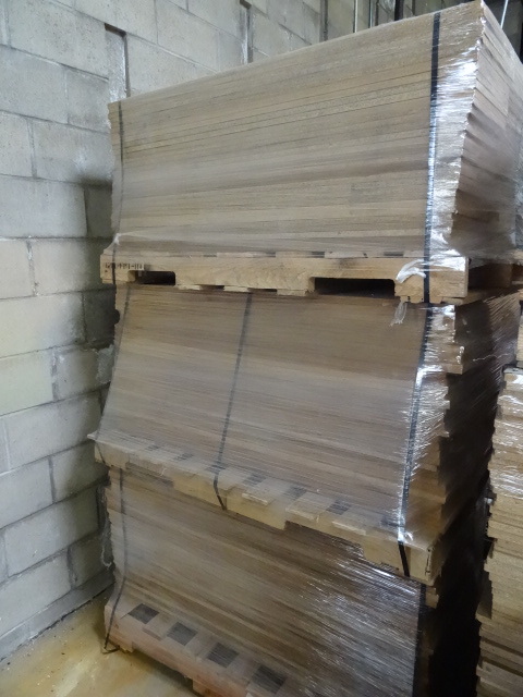 3 pallets of various sized shelf bo...