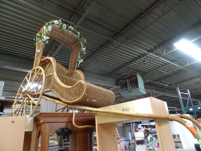 Wicker rick shaw decoration. Wheels...