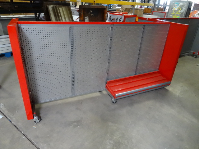 All metal retail display on wheels....