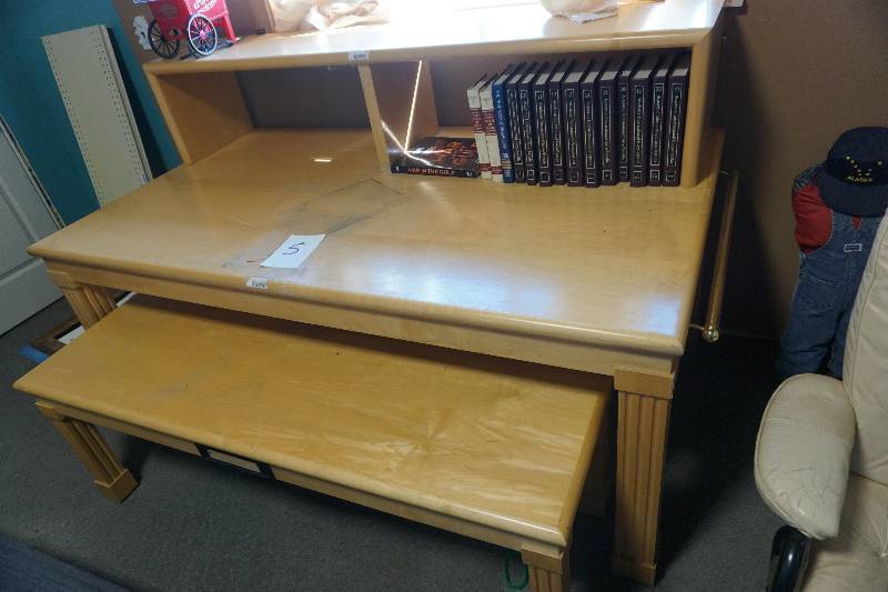 Solid Wood Engineer Drafting Table With Stool