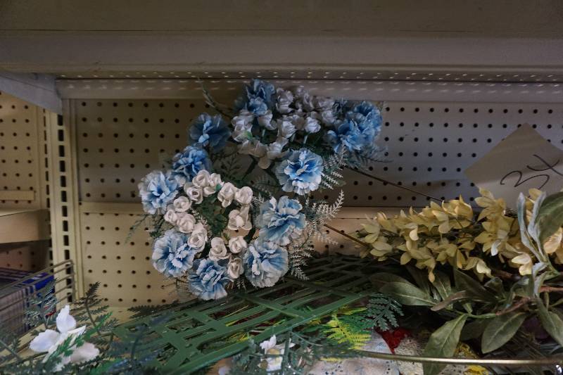 Lot of Artificial Flowers and Coat Hangers