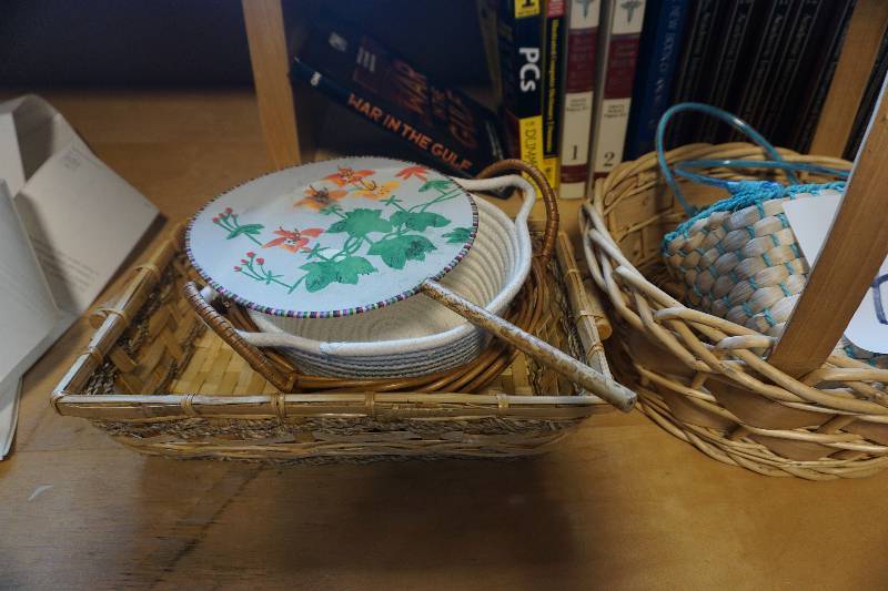 Lot of Wicker Baskets in Assorted Sizes and Styles