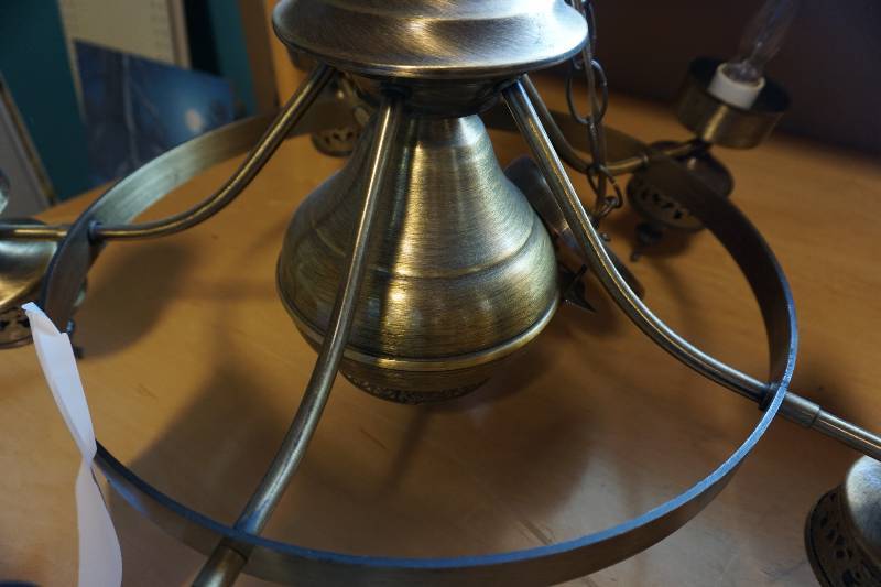5 Light Ceiling Mount Antique Brass Chandelier