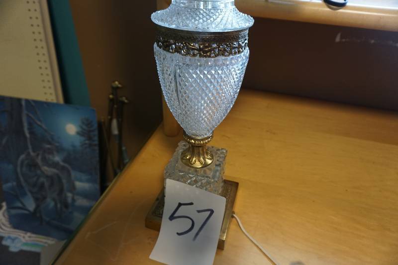 Large CrystalGlass Table Lamp With Shade