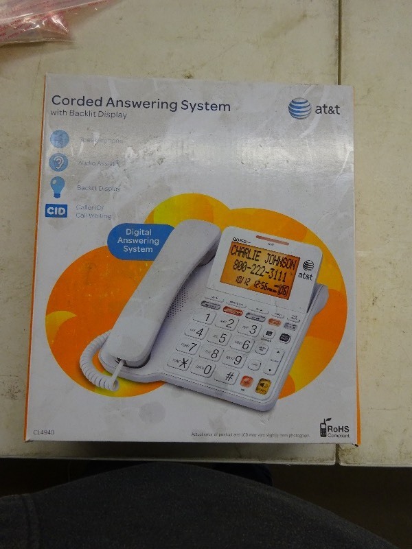 AT & T corded answering system new